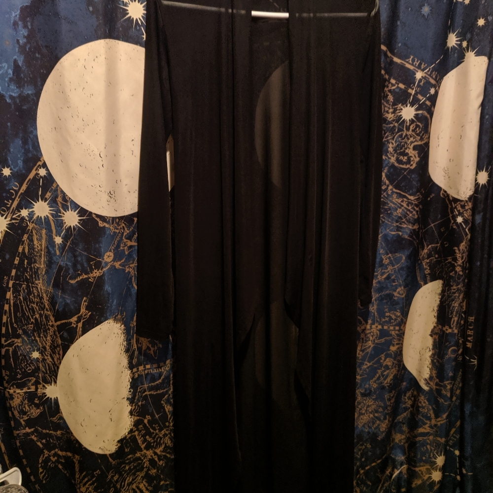 Sheer Black Long Cardigan Sz Medium